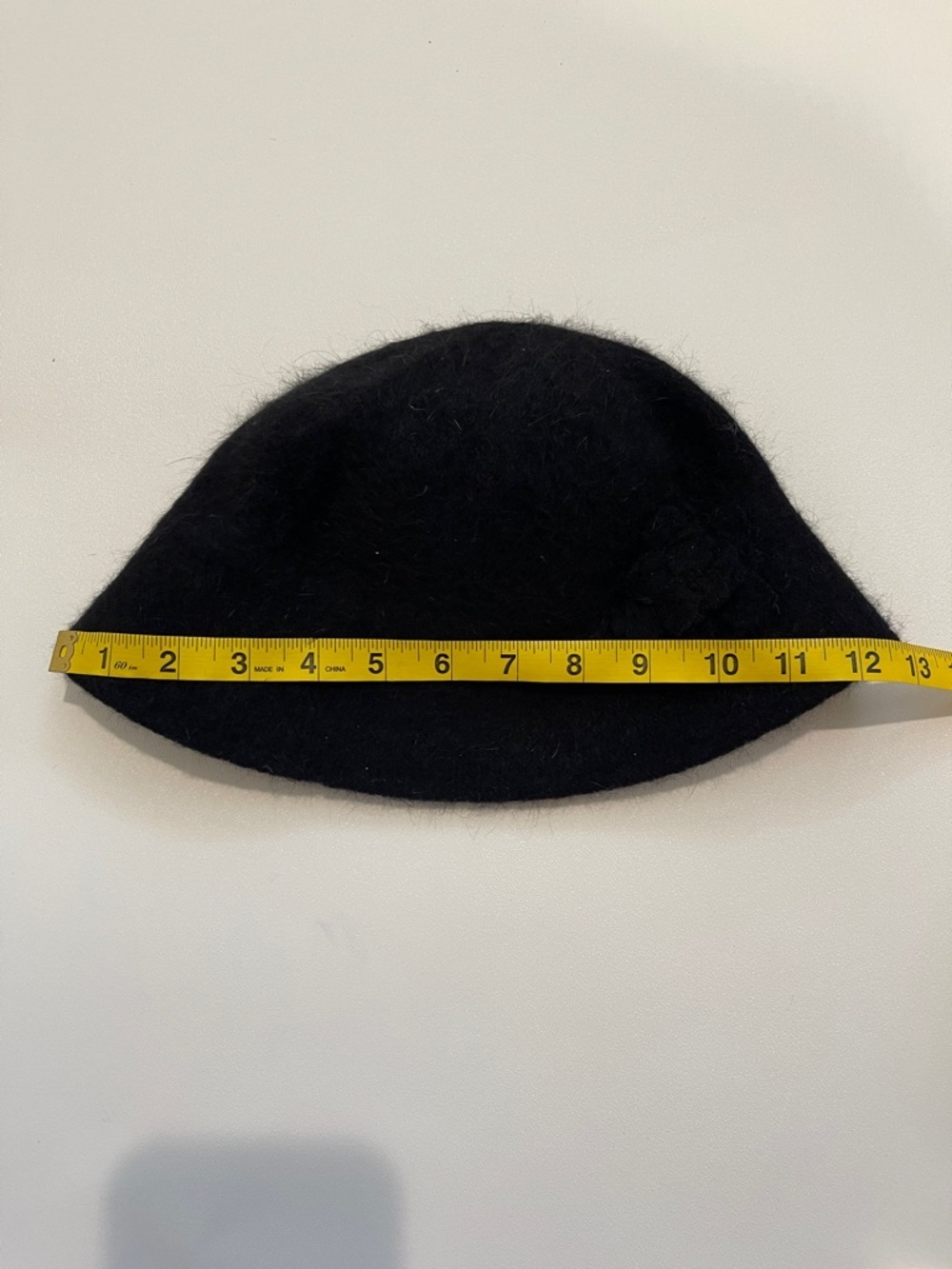 Black Cloche Hat with Flower Accent - Picture 5 of 6